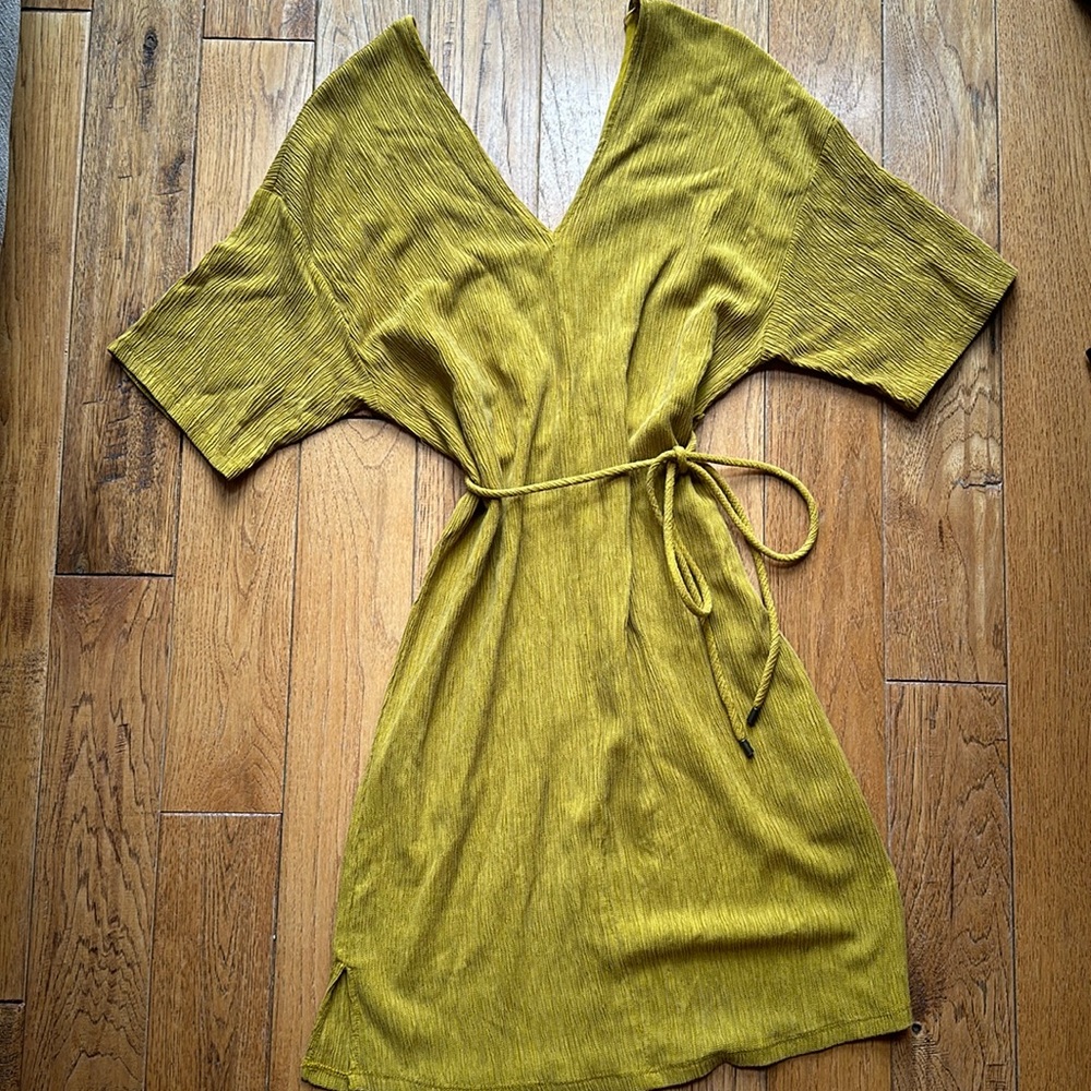 Holiday Dress, Small, Mustard Green